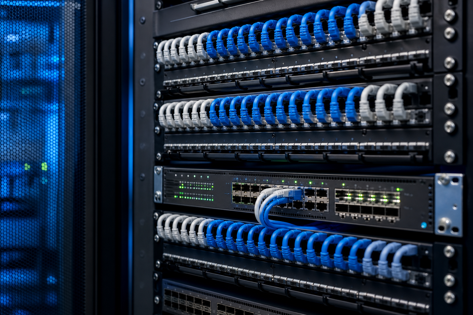 Strukturierte Netzwerkverkabelung im Serverschrank